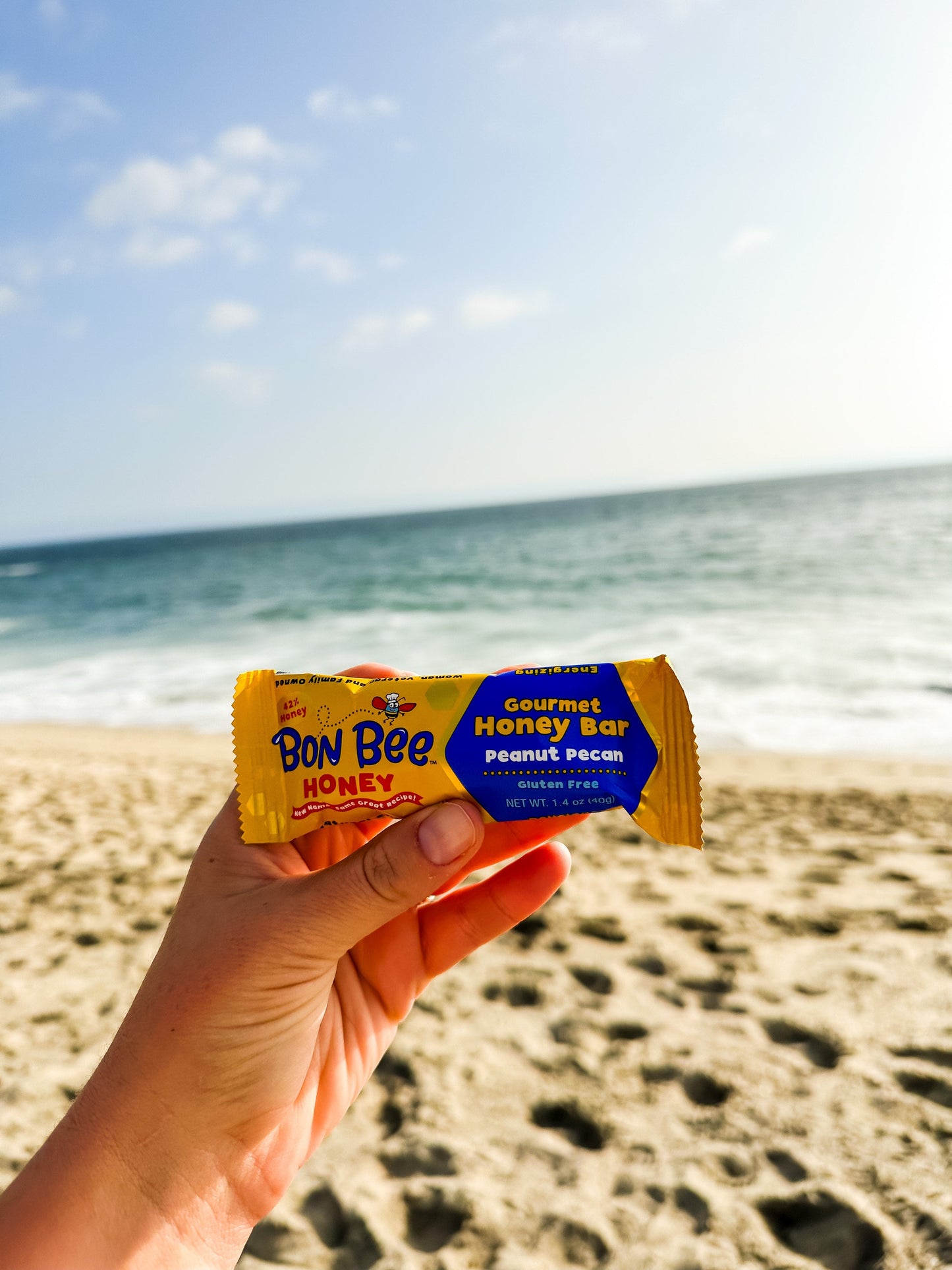 Variety 4 packs - Bon Bee Gourmet Honey Bars - one Peanut Pecan & one Coconut Almond